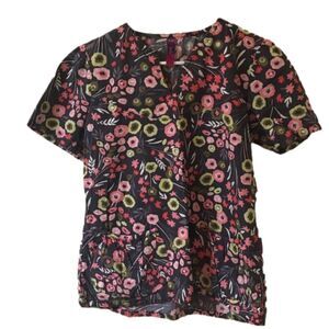 Scrub Works Women’s Multicolored Floral Scrub Top Sz S